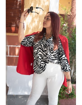 Πουκαμίσα χρώμα ζεβρέ one size